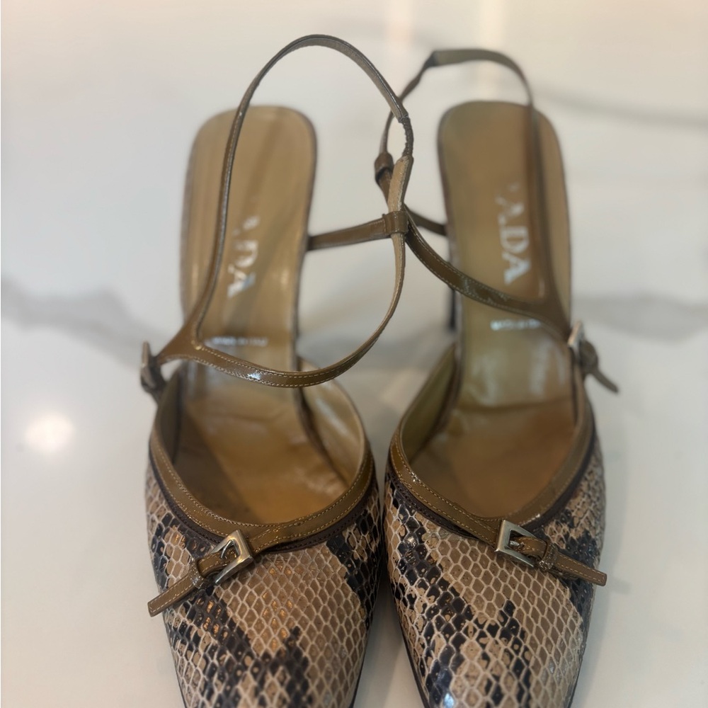 Prada Brown Heels with Snakeskin Pattern